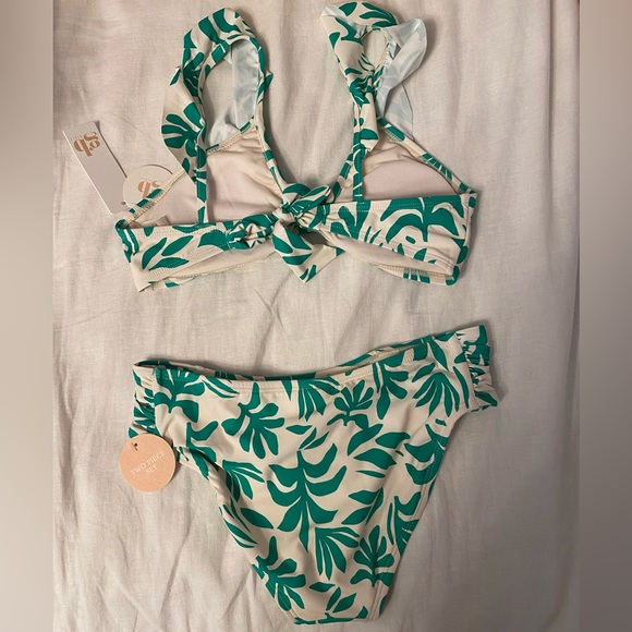 Dillards Girls Palm print 2- piece bathing suit- New - Picture 2 of 4